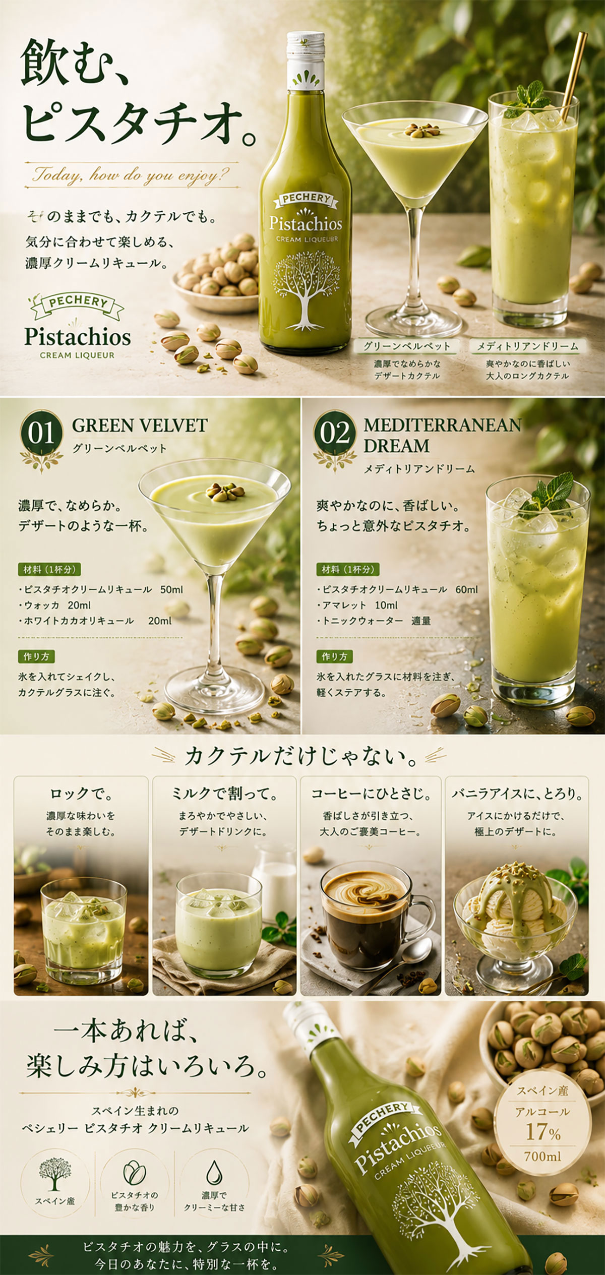 ピスタチオクリームリキュールの楽しみ方