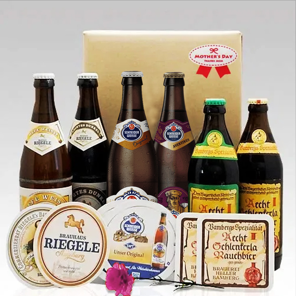 【母の日ギフト】ドイツビール 500ml×6種6本+専用コースター6枚セット
