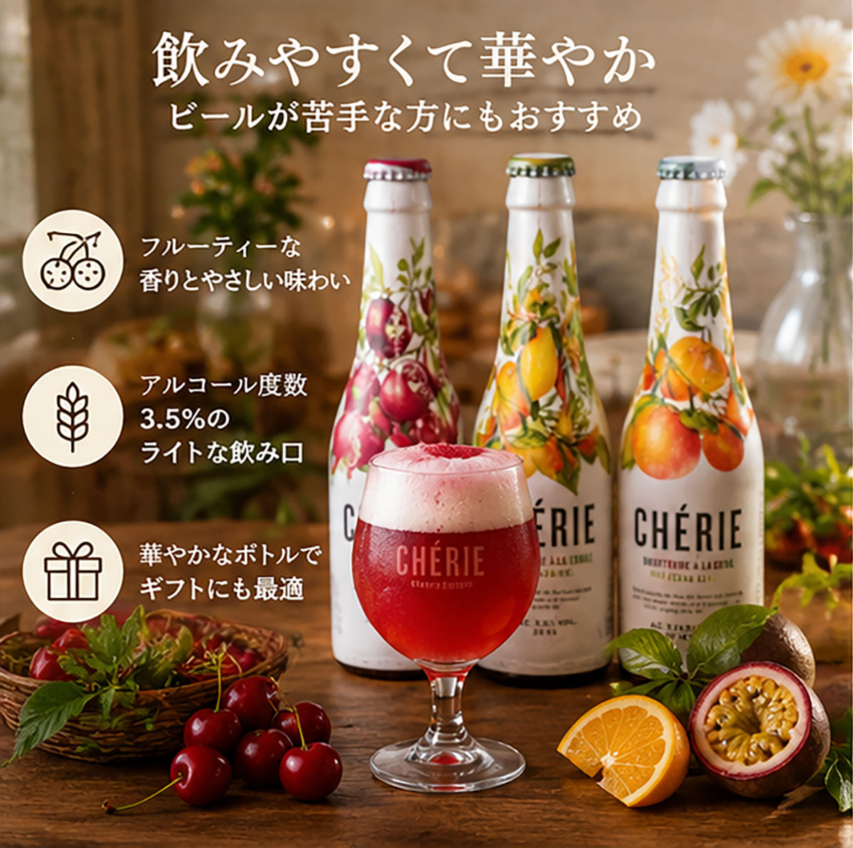 ベルギーフルーツビール恋人シリーズ330mL 3種飲み比べ セット