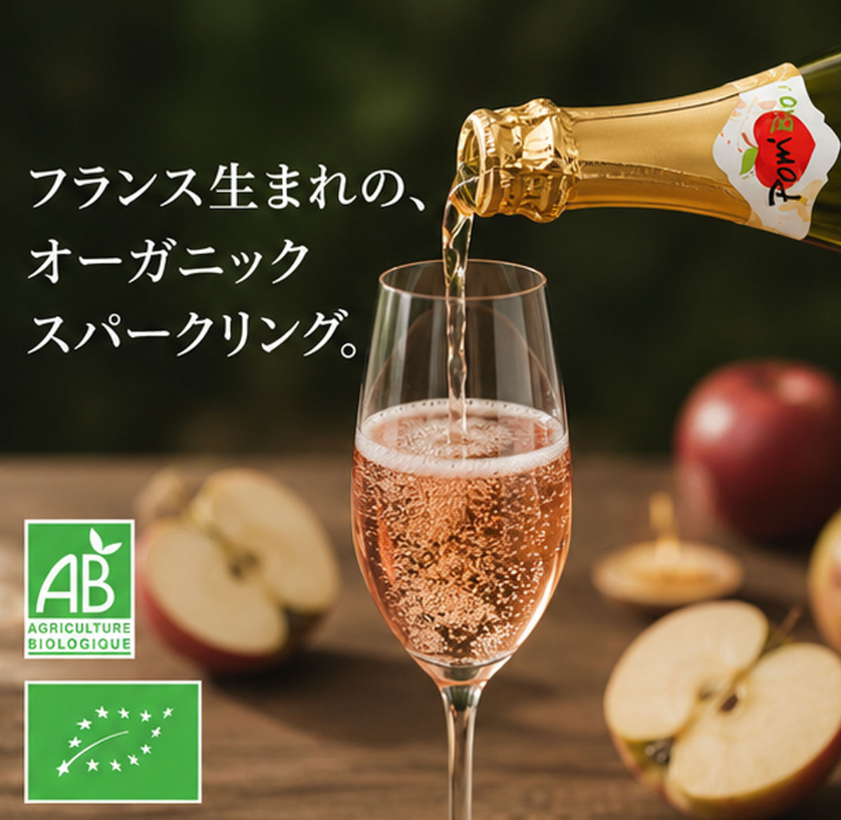 ノンアルコール・アップルスパークリングワイン ヴァルドランス ポムビオ シードル750ml
