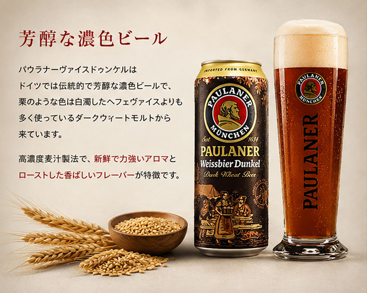 【ドイツビール】パウラナー ヴァイスビアドゥンケル 500ml缶